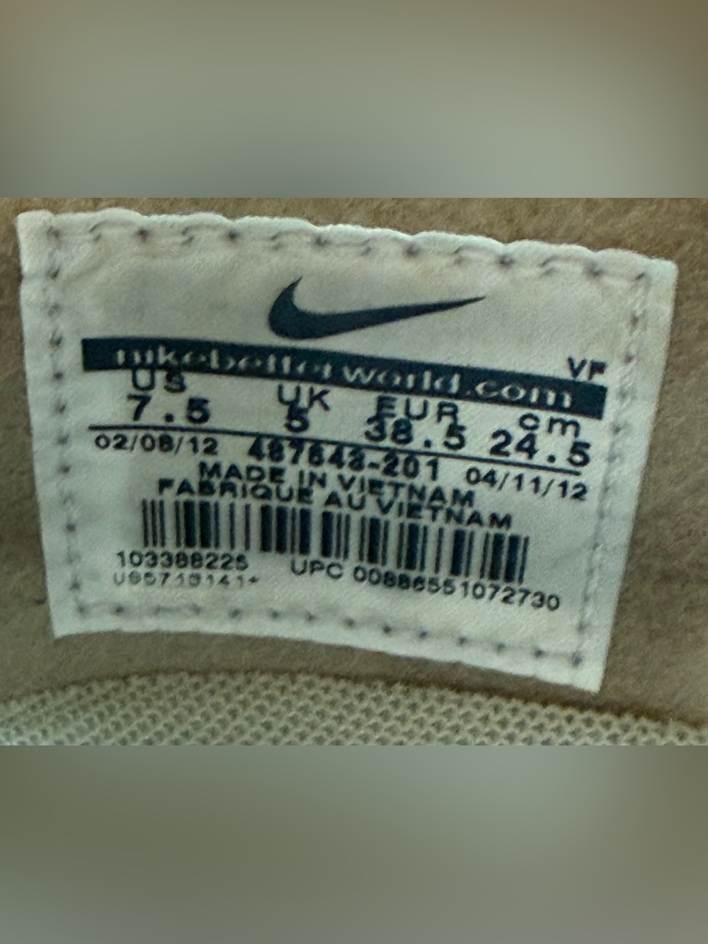 Nike Air Force 1 ’07 SE Suede Women’s Size 7.5 Beige Low Top Sneakers - Picture 9 of 10